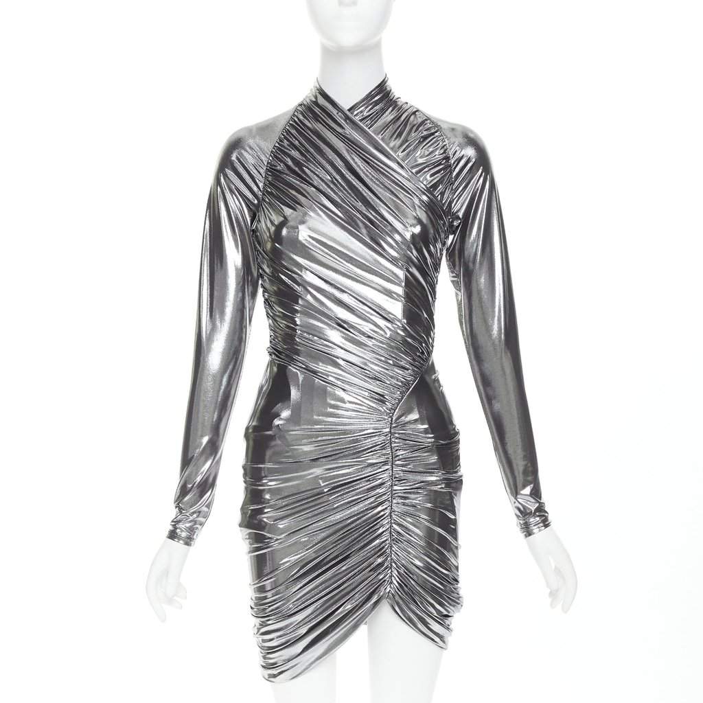 Salvatore Ferragamo Silver Polyester Dress Silver Polyester Never worn, with tag - Front View