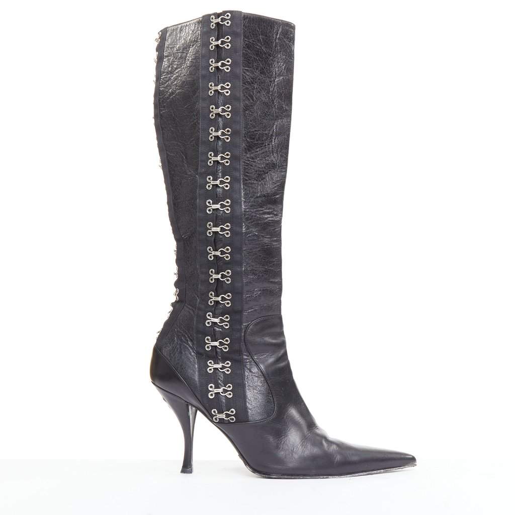 Dolce & Gabbana Black Leather Boots Black Leather Fair condition - Front View