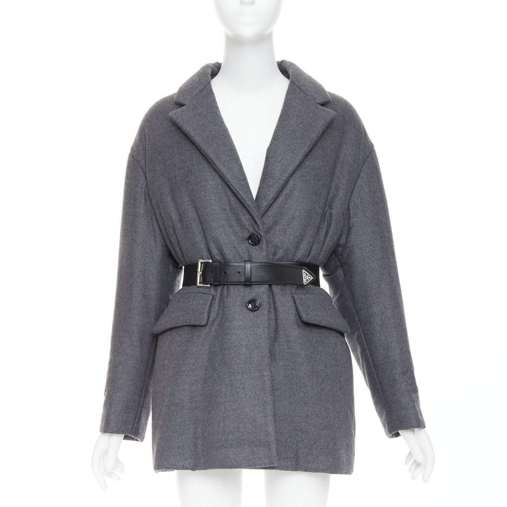 Prada Grey Cashmere Coat Grey Cashmere Never worn, with tag - Front View