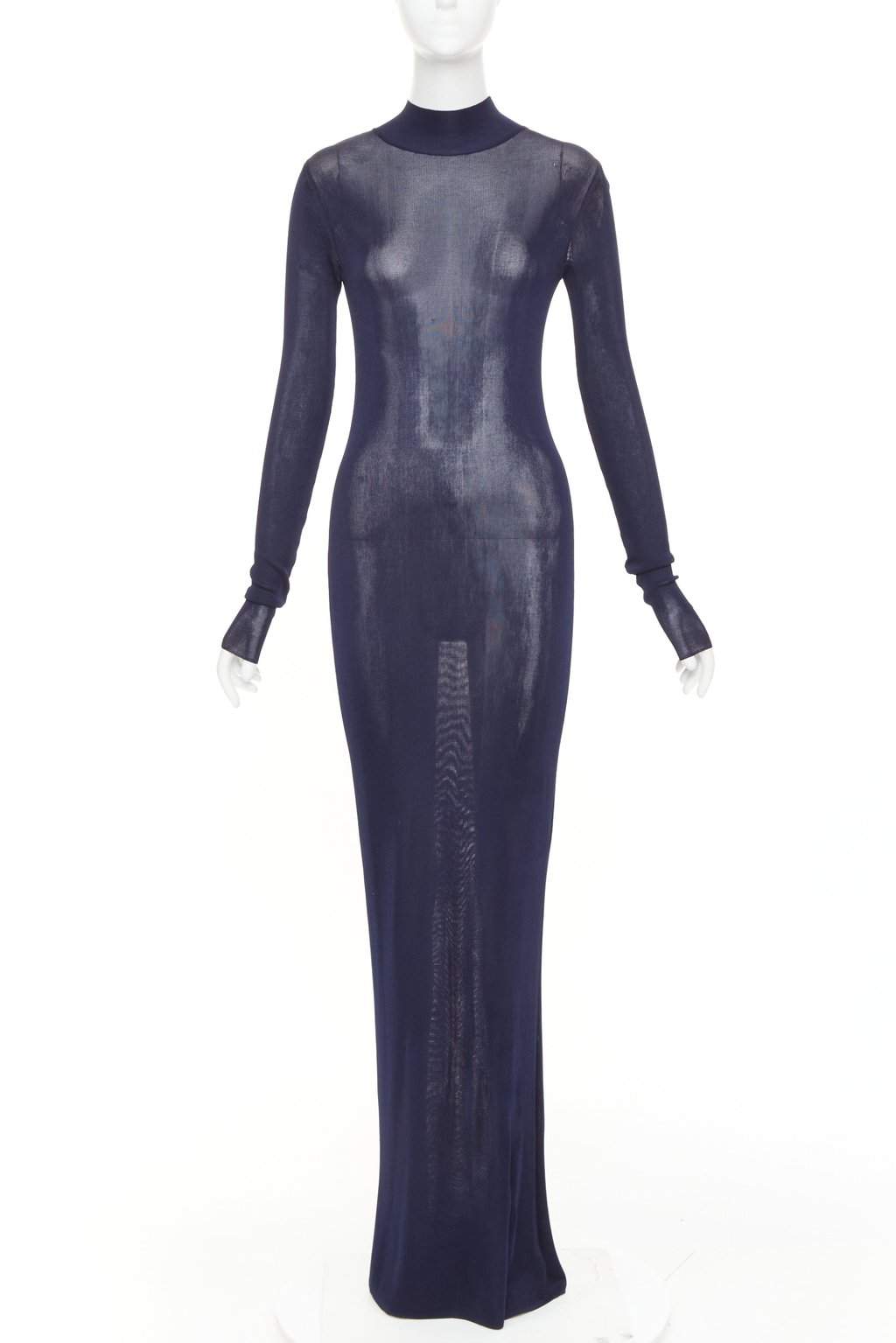 Saint Laurent Navy Viscose Dress Navy Viscose Good condition - Front View