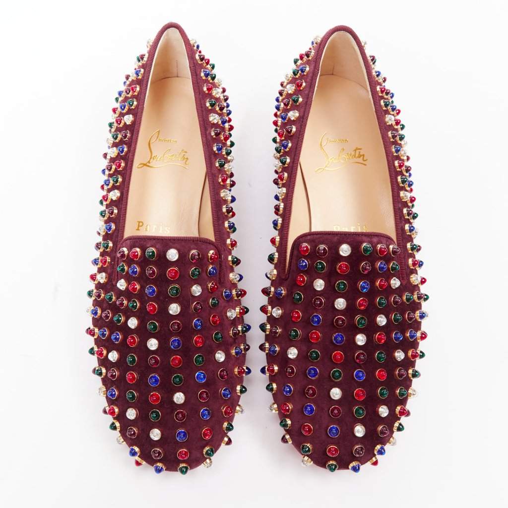 Christian Louboutin Burgundy Suede Lace ups Burgundy Suede Very good condition - Front View