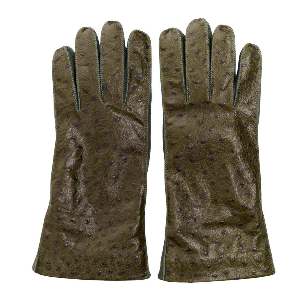 Bottega Veneta Green Leather Gloves Green Leather Very good condition - Front View