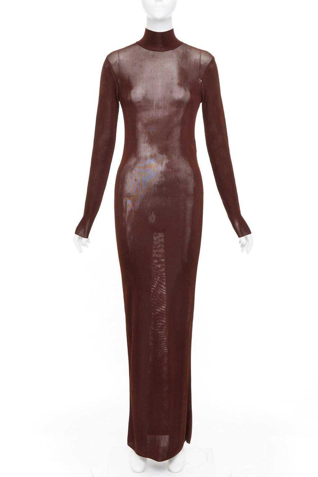 Saint Laurent Brown Viscose Dress Brown Viscose Never worn, with tag - Front View