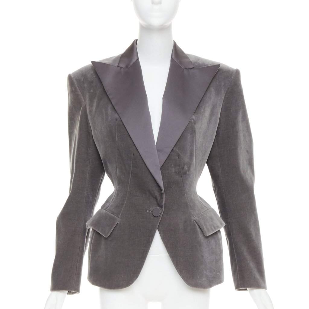 Alexandre Vauthier Grey Velvet Jacket Grey Velvet Very good condition - Front View