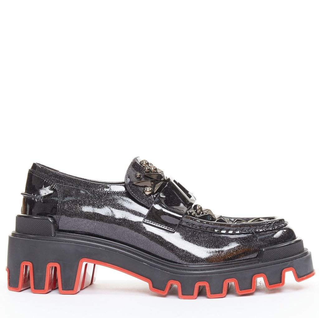 Christian Louboutin Black Leather Lace ups Black Leather Very good condition - Front View