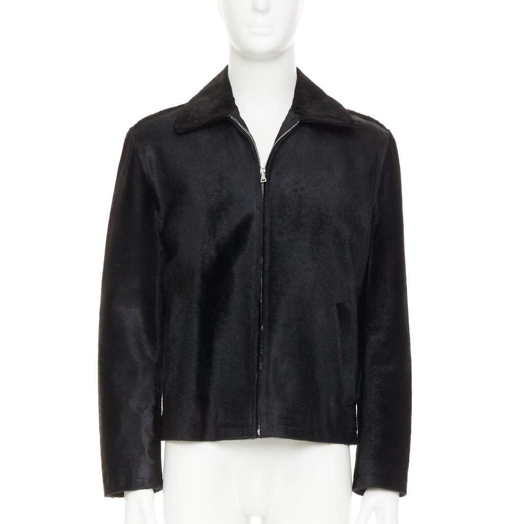 Prada Black Leather Coat Black Leather Good condition - Front View