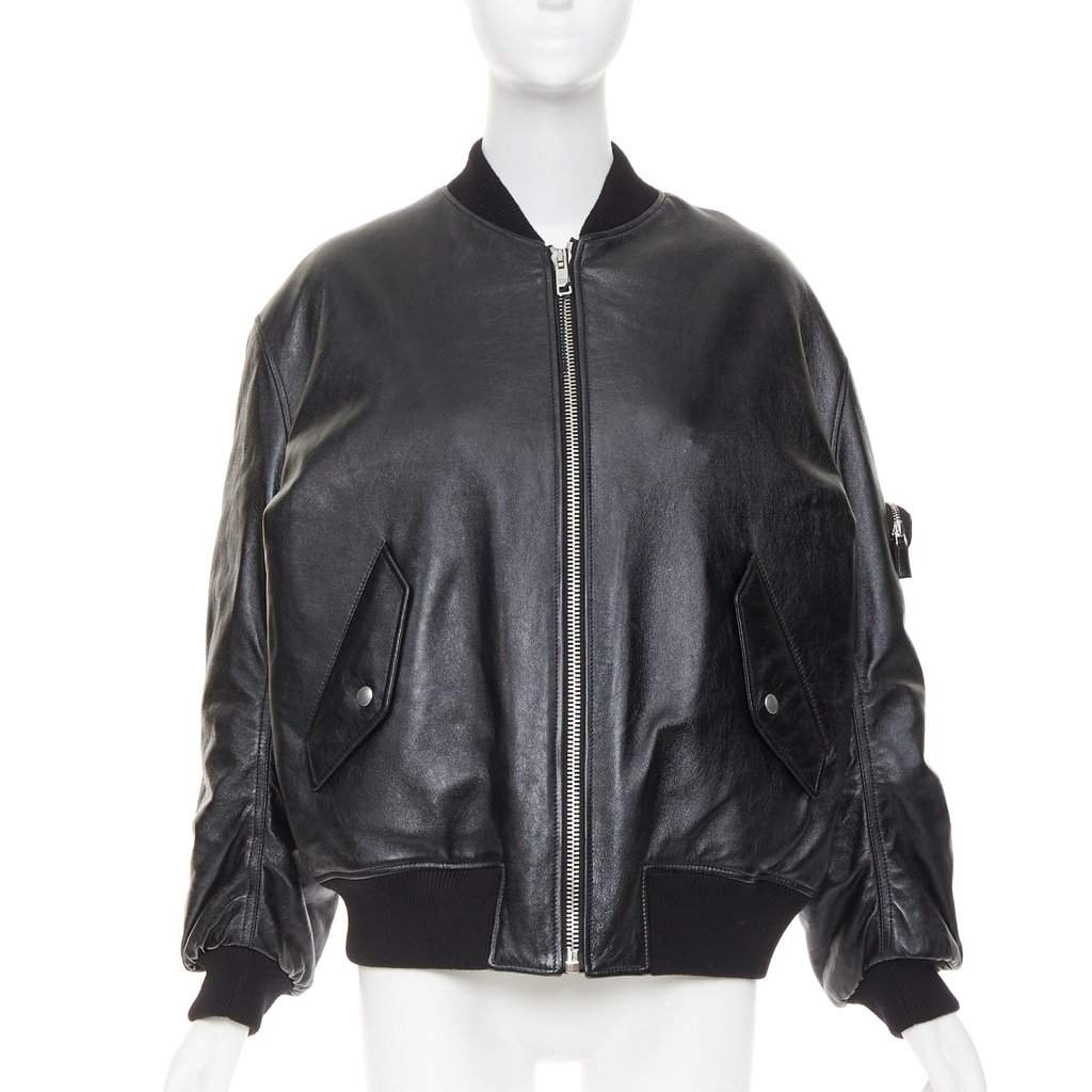 Prada Black Leather Coat Black Leather Never worn, with tag - Front View