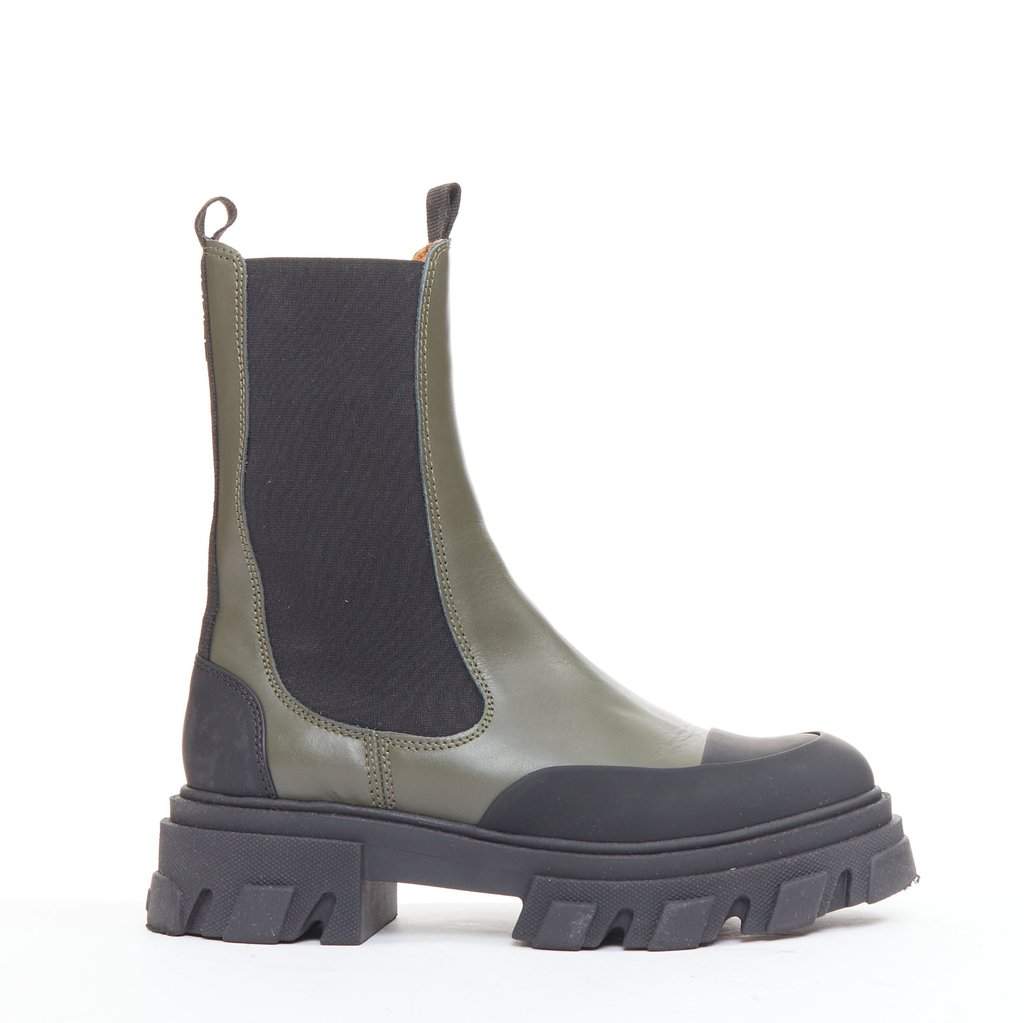 Ganni Green Leather Boots Green Leather Good condition - Front View