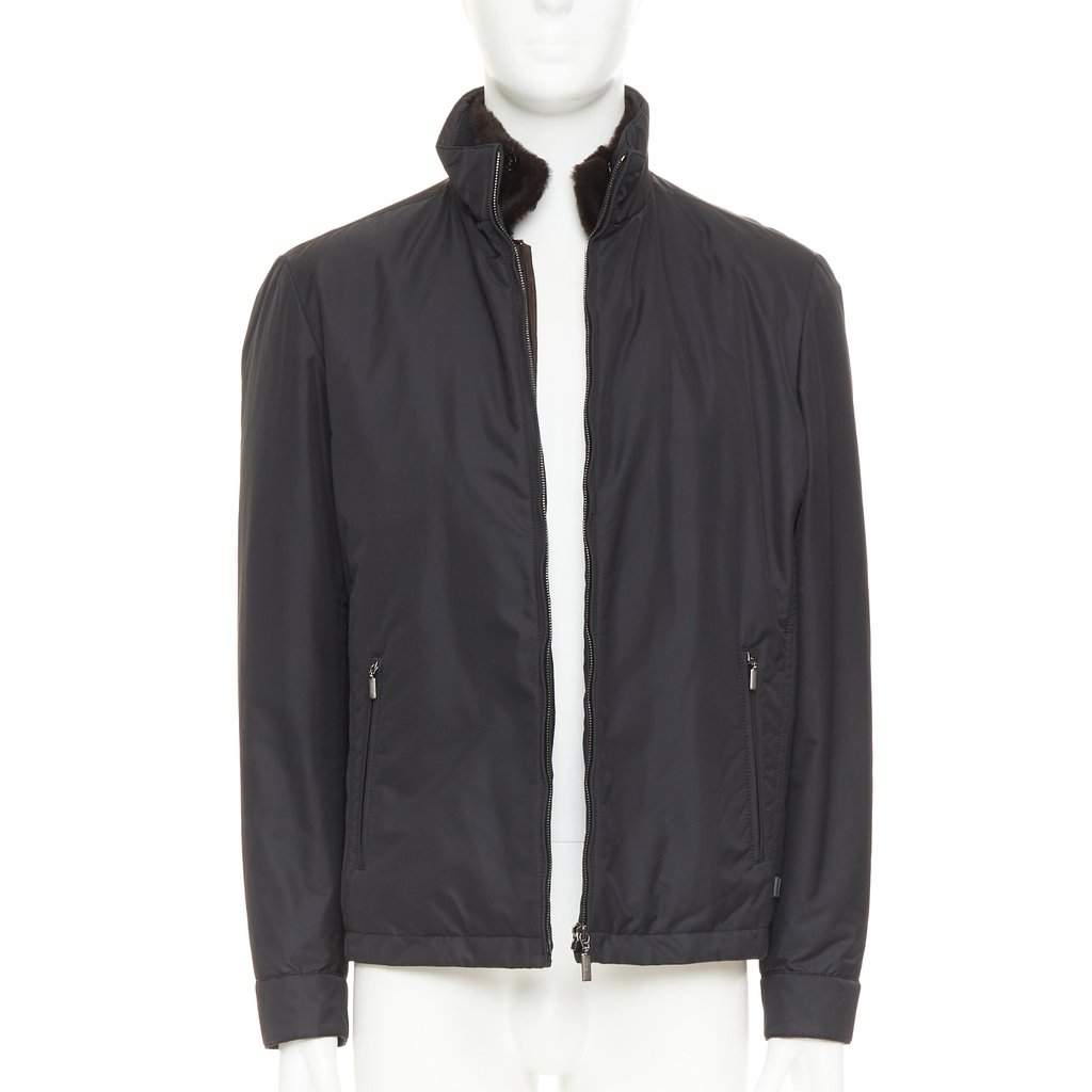 Brioni Black Polyester Coat Black Polyester Very good condition - Front View