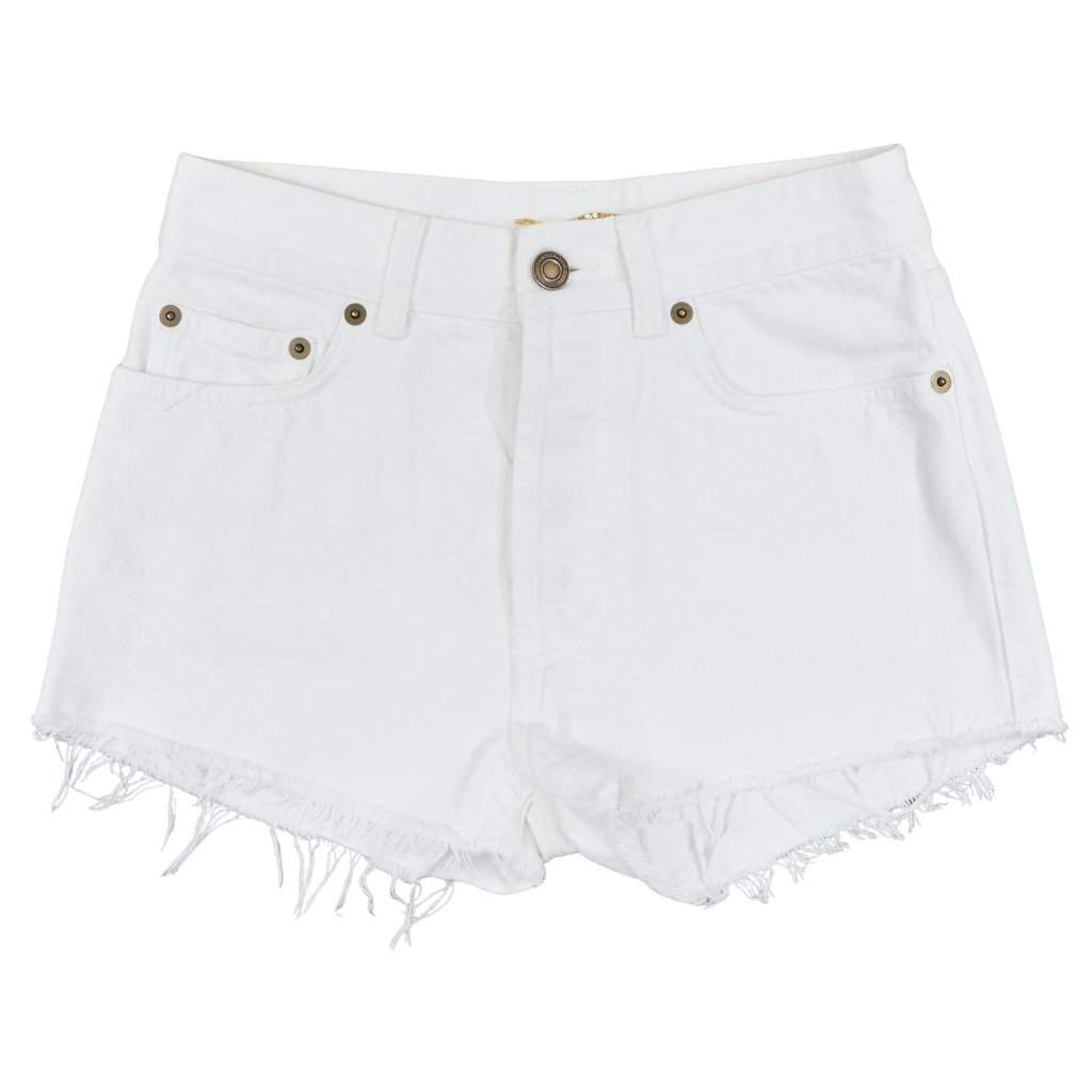 Saint Laurent Frayed Denim Shorts White Cotton Fair condition - Front View
