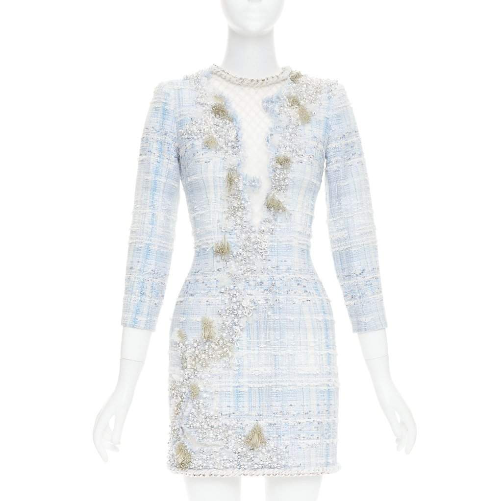 Balmain Blue Cotton Dress Blue Cotton Very good condition - Front View