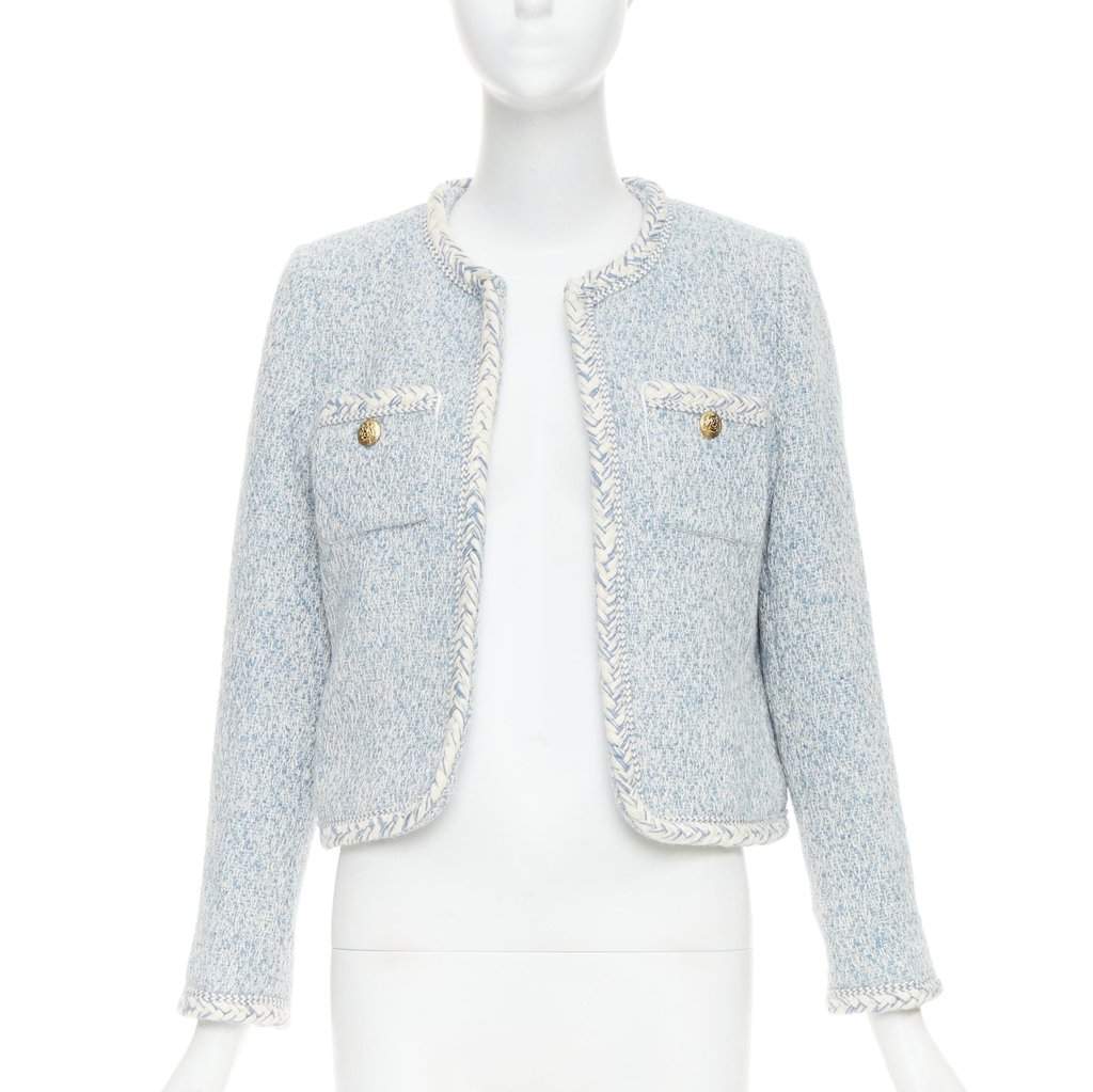 Celine Blue Tweed Coat Blue Tweed Never worn, with tag - Front View