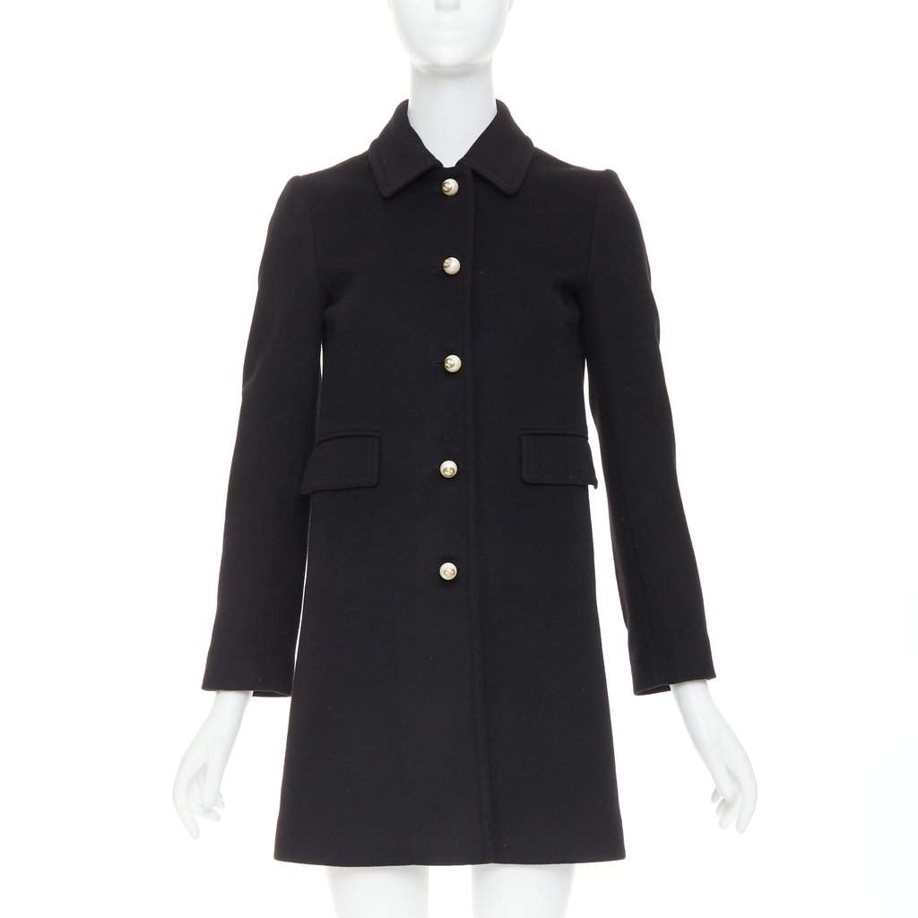 Gucci Black Wool Coat Black Wool Very good condition - Front View