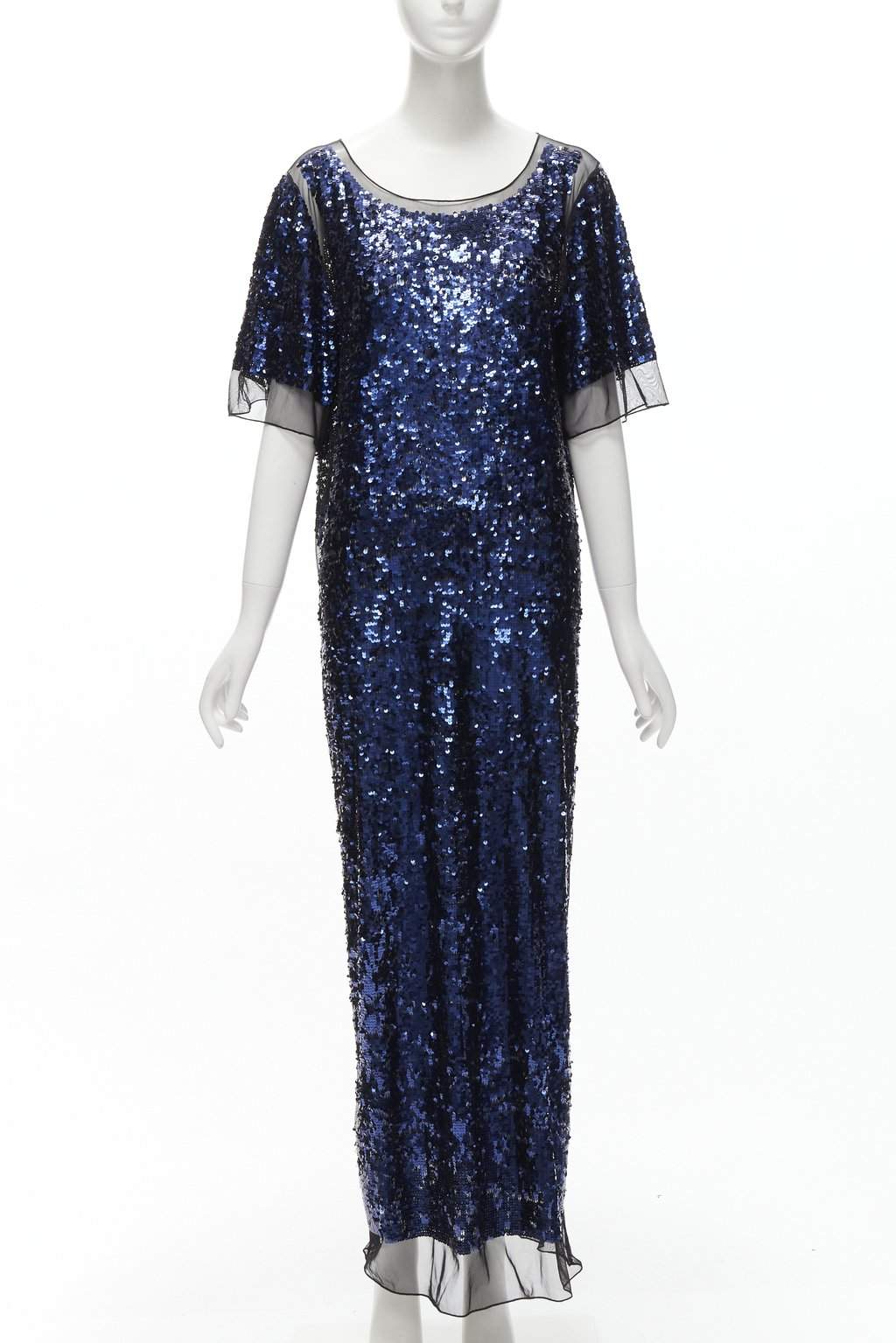 By Malene Birger Sequins Sheer Gown Blue Polyester Very good condition - Front View