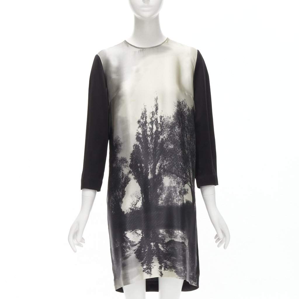 Stella McCartney Tree Photo Dress Black Silk Good - Front View