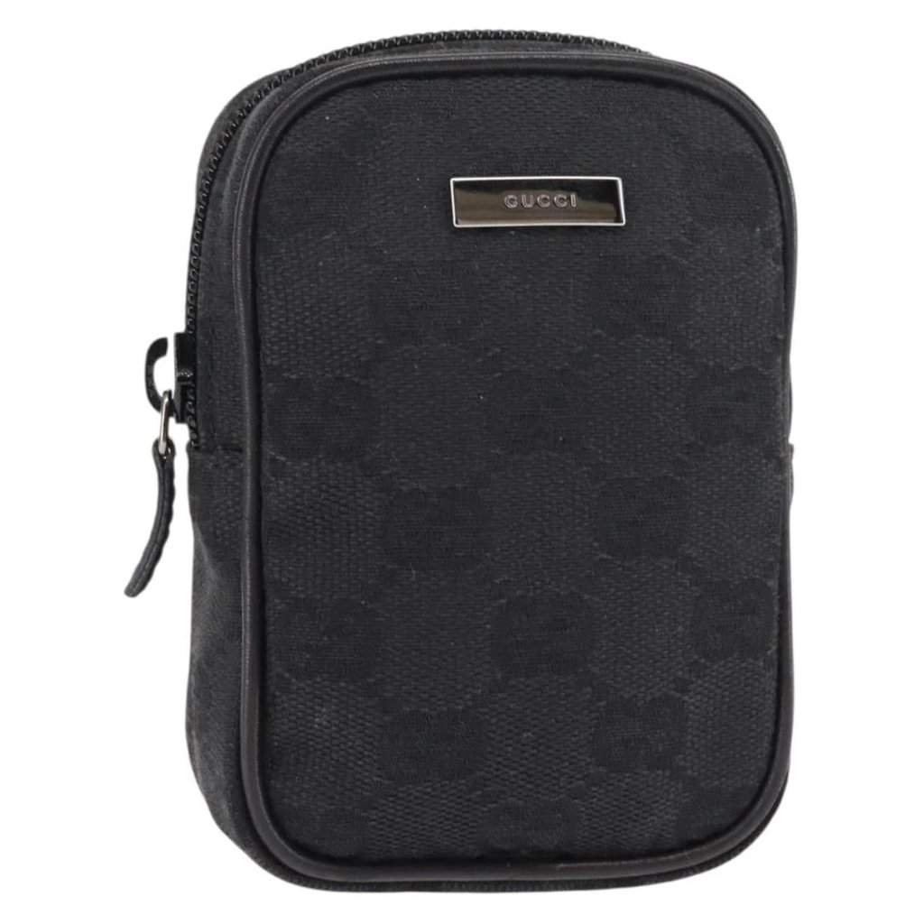 Gucci Canvas Pouch Black Canvas Good - Front View