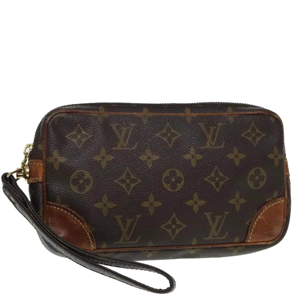 Louis Vuitton Clutch Bag Brown Canvas Good condition - Front View