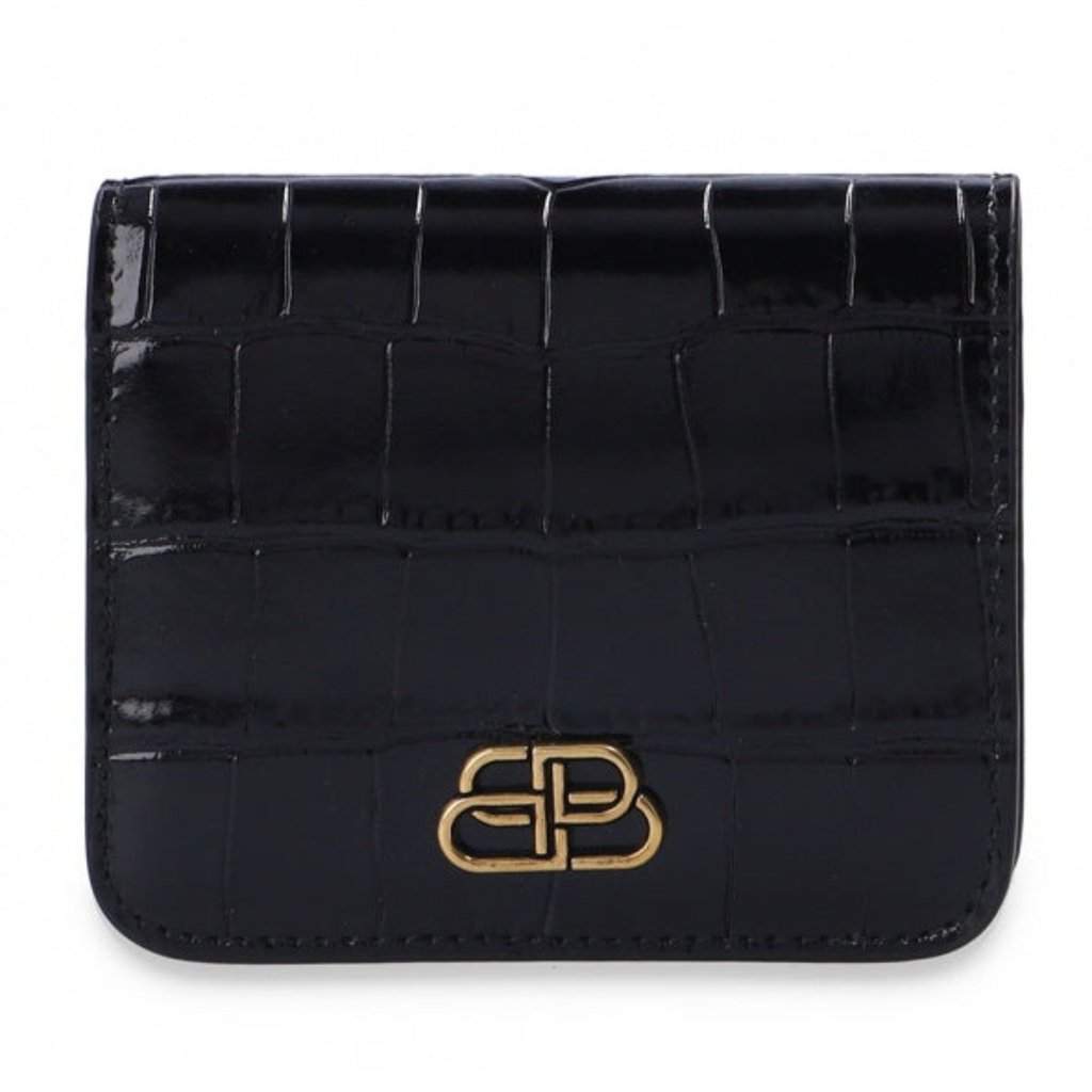 Balenciaga Balenciaga Black Calf Leather Crocodile Embossed Wallet Black Leather Never worn - Front View