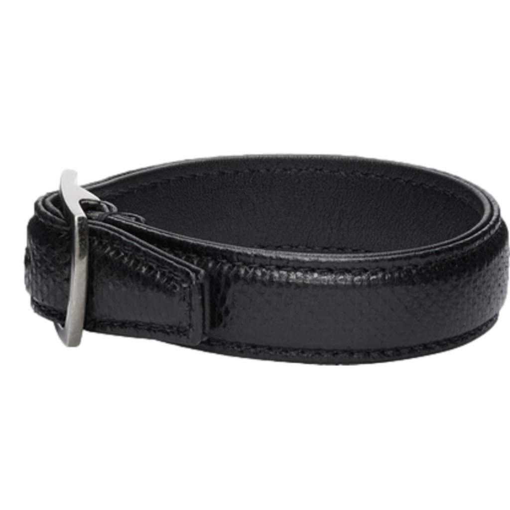 Saint Laurent Saint Laurent Black Leather Snake Embossed Buckle Bracelet Black Leather Never worn - Front View