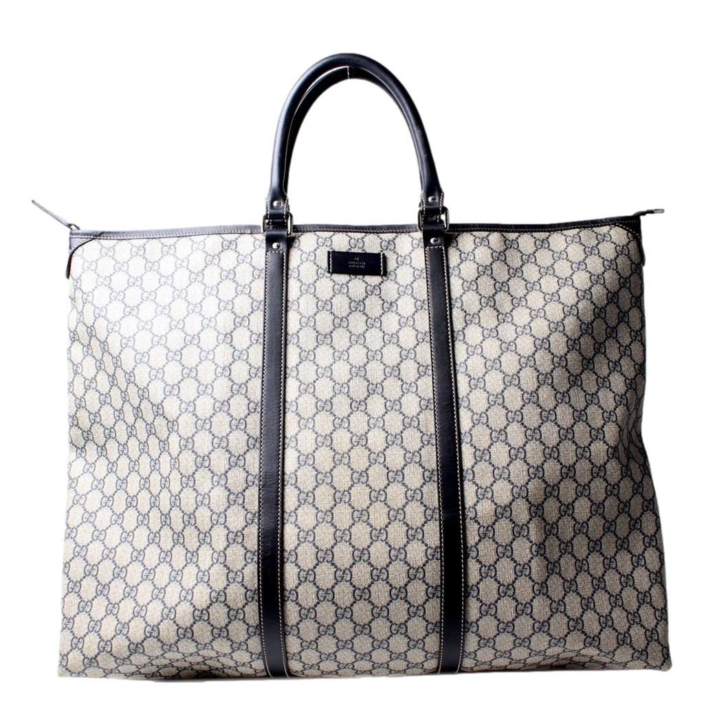 Gucci Gucci GG Supreme Coated Canvas Blue Extra Large Joy Tote Overnight Bag Blue Leather Good condition - Front View