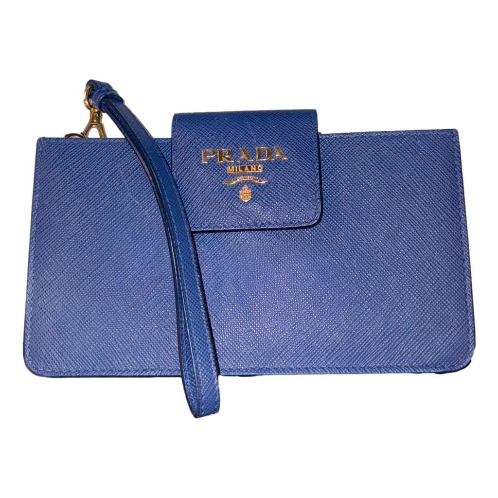 Prada Prada Saffiano Leather Blue Wristlet Clutch Wallet Blue Leather Good condition - Front View