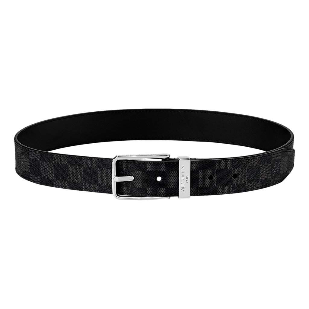 Louis Vuitton Louis Vuitton Pont Neuf 35mm Belt Damier Graphite Canvas 95 Black Leather Good condition - Front View