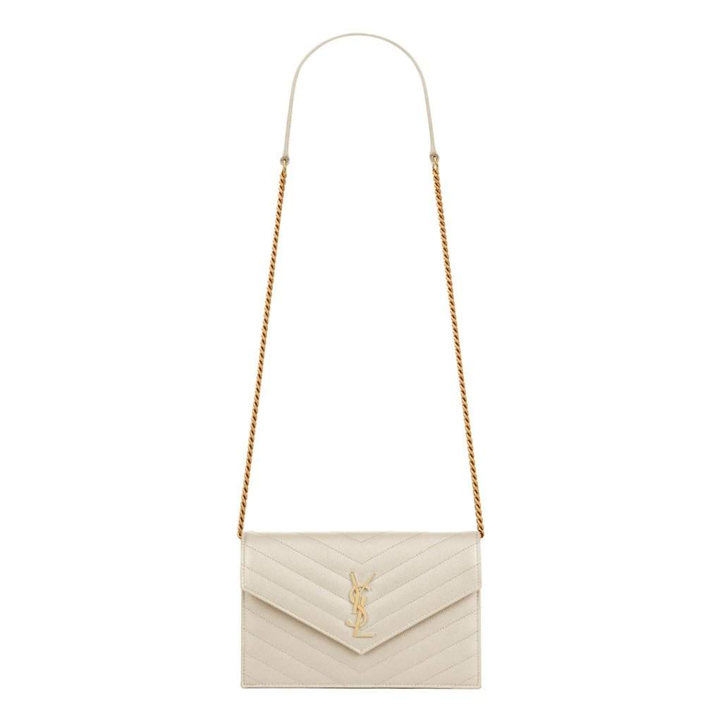 Saint Laurent Saint Laurent Cassandre Envelope Chain Wallet Crossbody Bag in Crema White White Leather Good condition - Front View