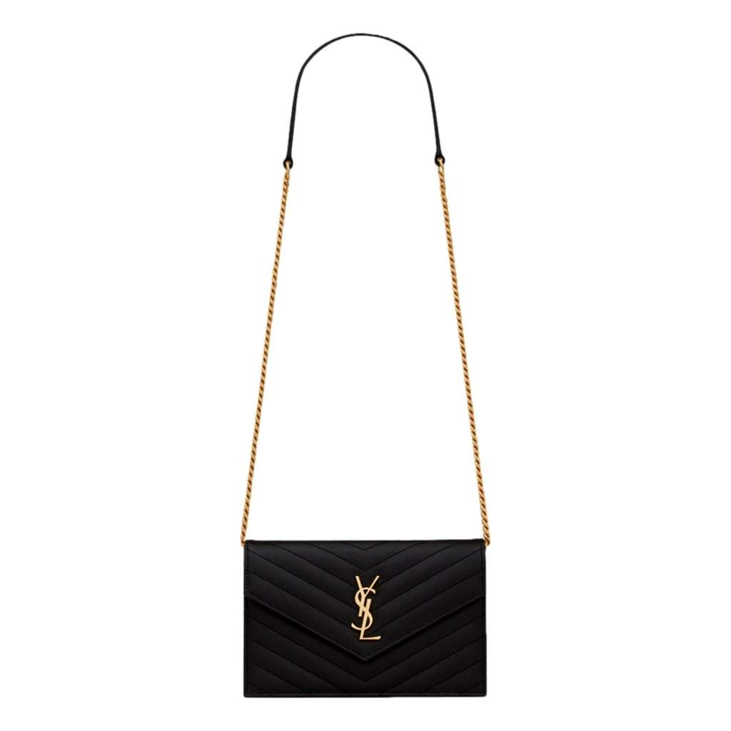 Saint Laurent Saint Laurent Cassandre Envelope Chain Crossbody Bag Black Leather Good condition - Front View