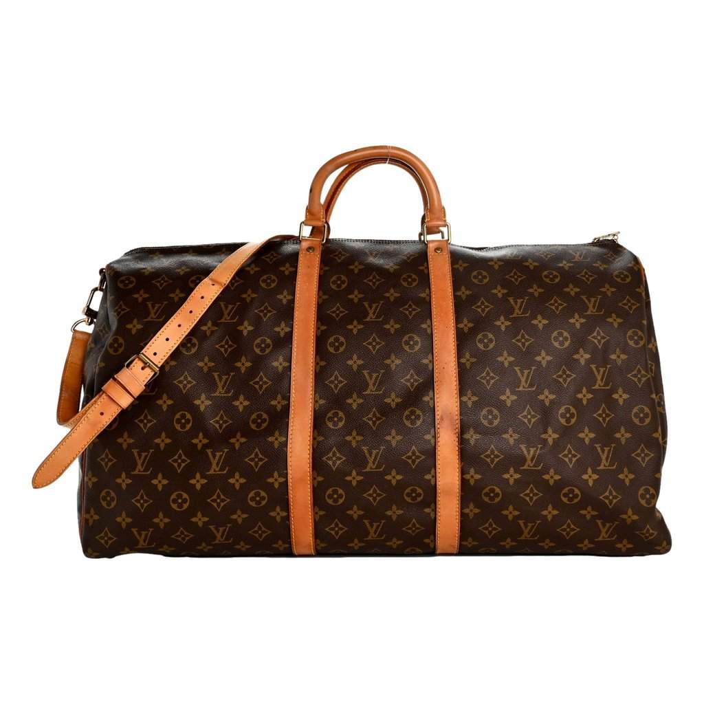 Louis Vuitton Louis Vuitton Monogram Keepall Bandouliere 60 Duffle Bag Brown Canvas Good condition - Front View