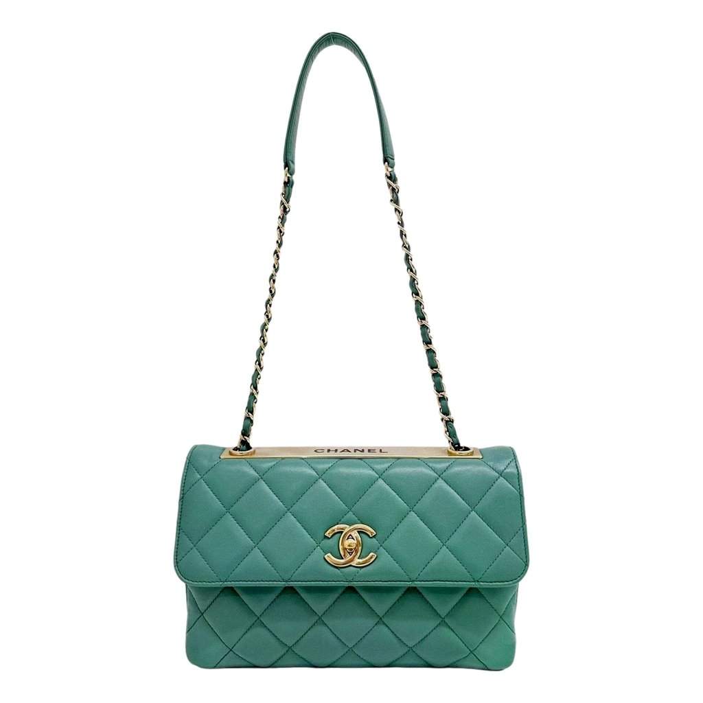 Chanel Chanel Trendy CC Flap Matelasse Aquamarine Leather Shoulder Bag Blue Leather Good condition - Front View