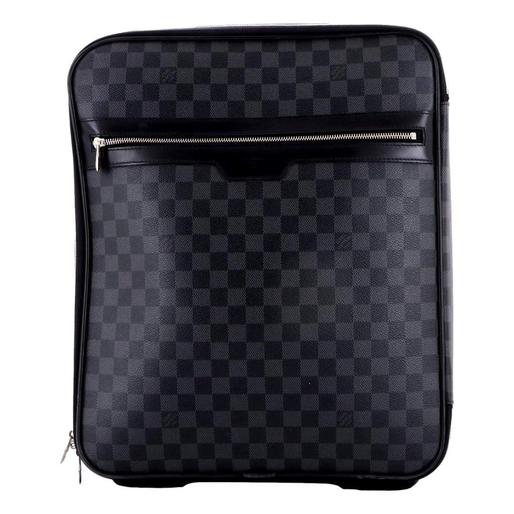 Louis Vuitton Louis Vuittton Pegase 45 Damier Graphite Canvas and Leather Rolling Suitcase Black Leather Good condition - Front View