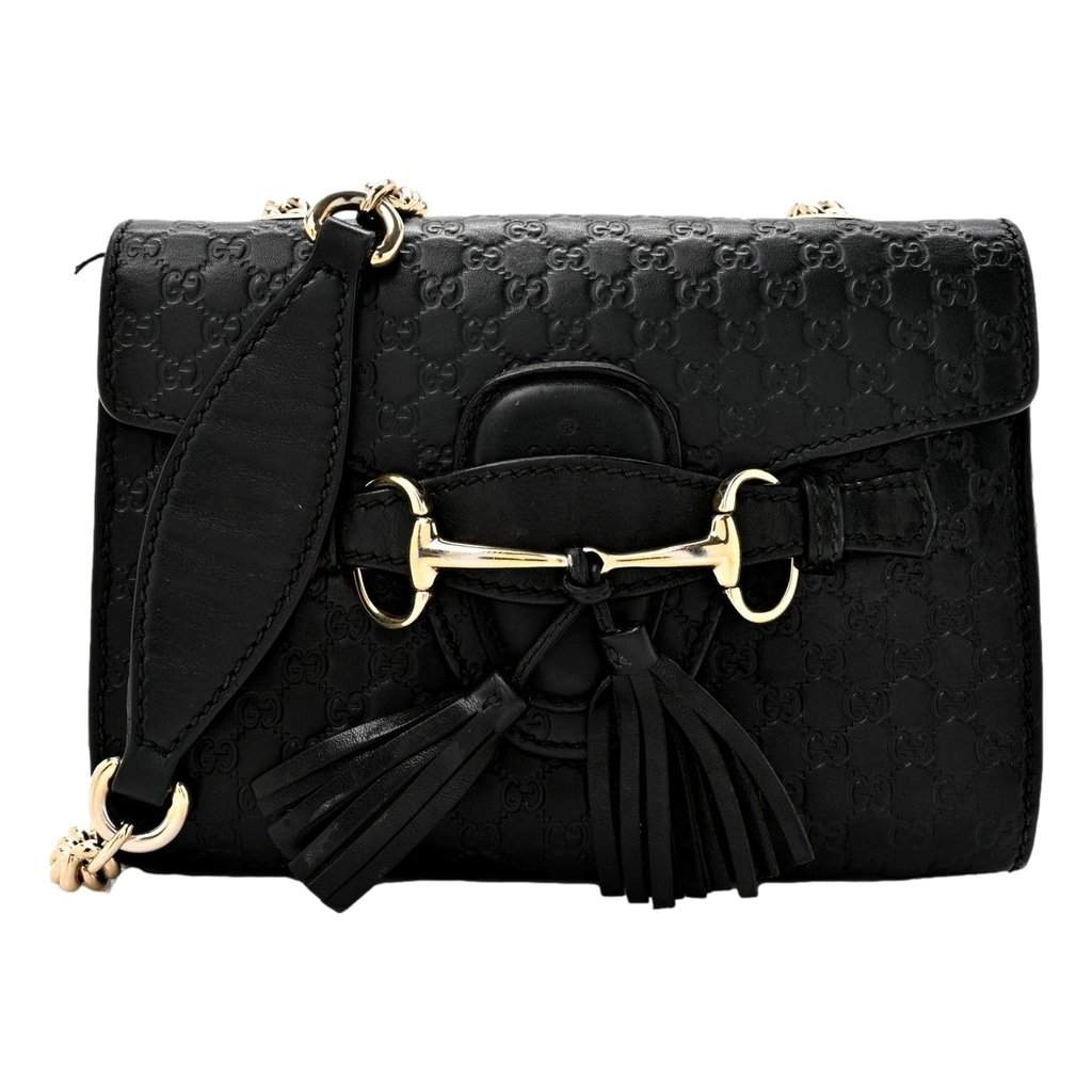 Gucci Gucci Microguccissima Mini Emily Chain Shoulder Bag Black Black Leather Good - Front View