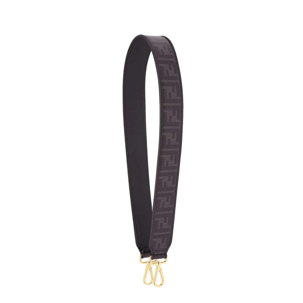 Fendi Fendi Strap You Black Glazed Fabric FF Zucca Shoulder Strap Black Leather Never worn - Front View