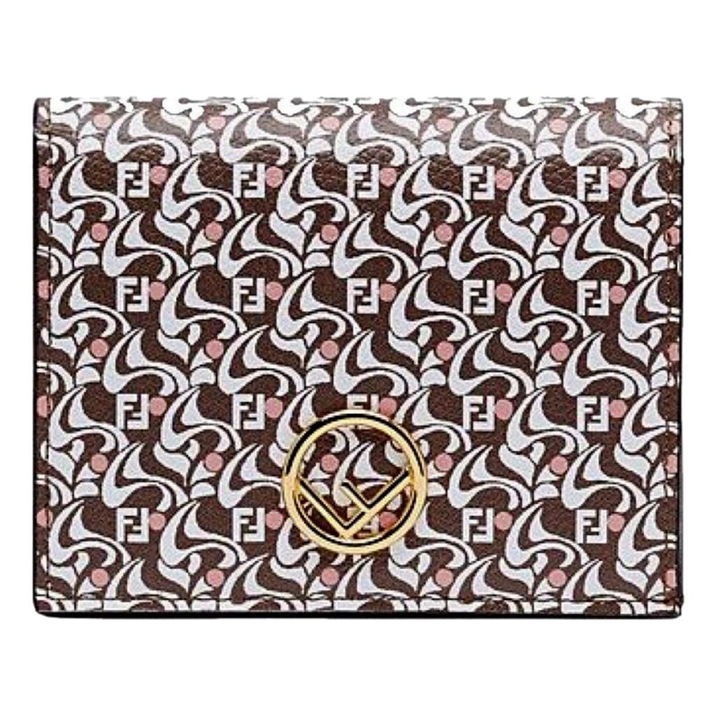 Fendi Fendi Calf Leather F Logo Brown Pink Small Bifold Wallet Pink Leather Never worn - Front View