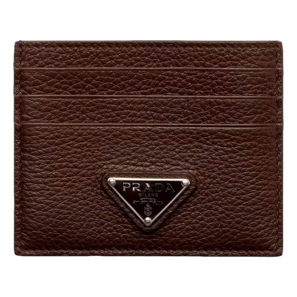 Prada Prada Vitello Daino Bruciato Brown Leather Small Card Holder Wallet Brown Leather Never worn - Front View