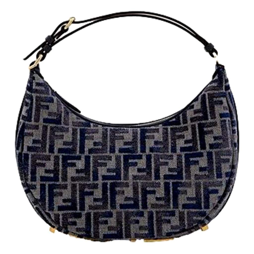 Fendi Fendi Fendigraphy Jaquard Canvas Leather Blue Hobo Bag Blue Leather Never worn - Front View