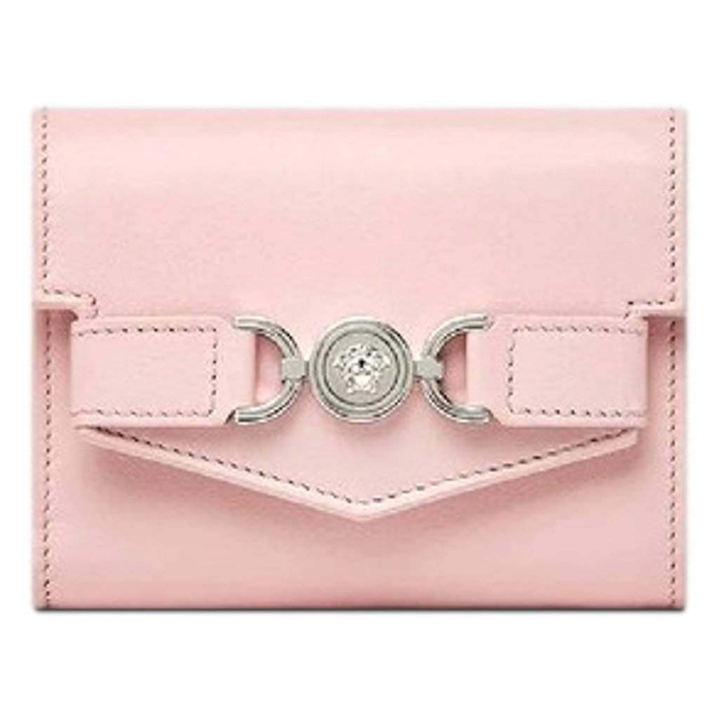Versace Versace Medusa 95 Dusty Pink Calfskin Tri Fold Wallet Card Holder Pink Leather Never worn - Front View