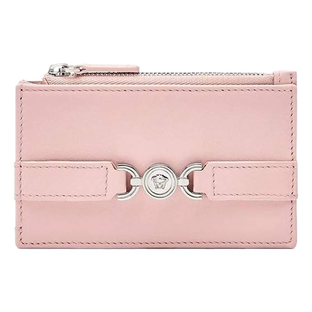 Versace Versace Medusa 95 Dusty Pink Leather Zipper Card Holder Slim Wallet Pink Leather Never worn - Front View