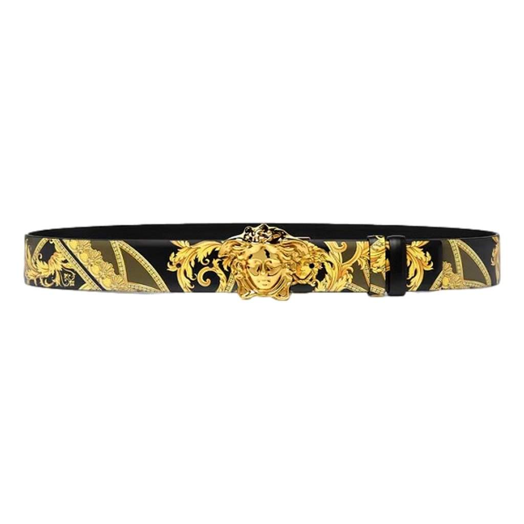Versace Versace La Medusa Baroque Reversible Calfskin Belt 75/30 Black Leather Never worn - Front View