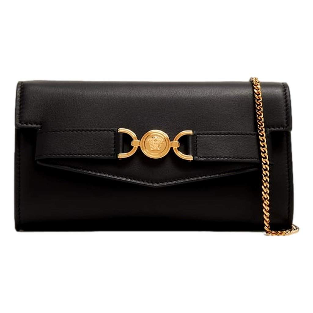 Versace Versace Medusa 95 Small Black Wallet on Chain Crossbody Bag Black Leather Never worn - Front View