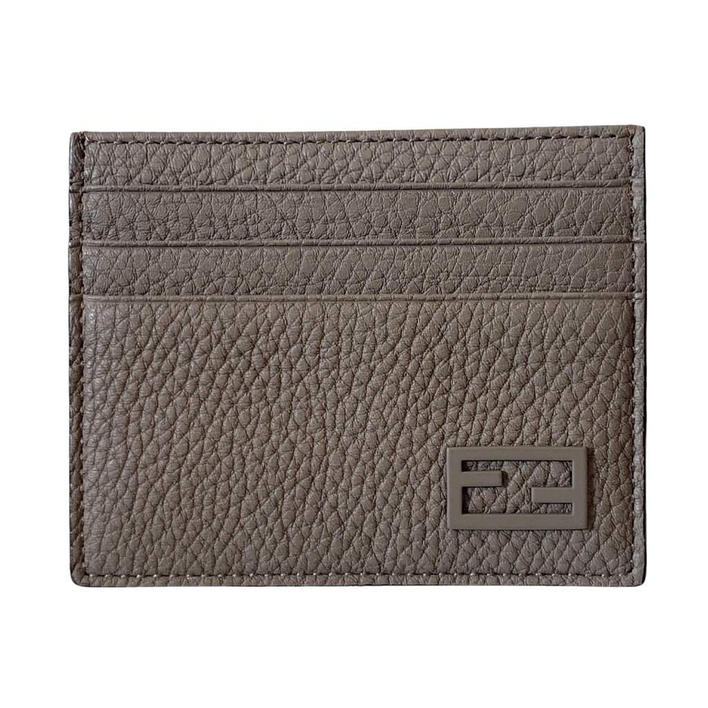 Fendi Fendi Baguette Grey and Yellow Grained Leather Card Case Wallet Grey Leather Never worn - Front View