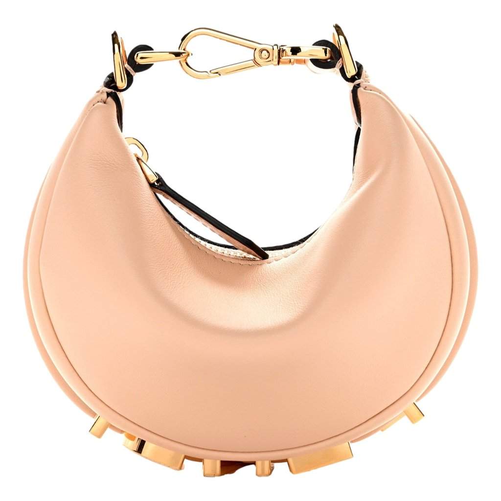 Fendi Fendi Fendigraphy Nano Hobo Calfskin Leather Light Pink Mini Clutch Bag Pink Leather Never worn - Front View