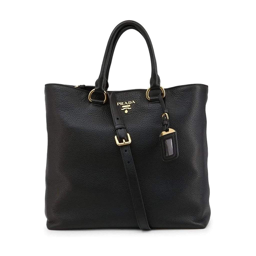 Prada Prada Black Vitello Phenix Leather Shopping Tote Bag Black Leather Never worn - Front View