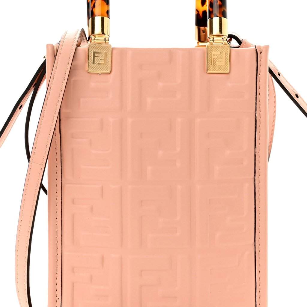 Fendi Fendi Mini Sunshine Shopper Tote Crossbody Baby Pink Zucca Leather Pink Leather Never worn - Front View