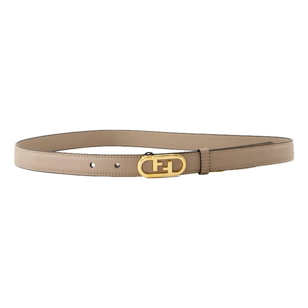 Fendi Fendi O’Lock Skinny Leather Belt Tortora Gray Gold Buckle Women’s Size 90 Camel Leather Never worn - Front View