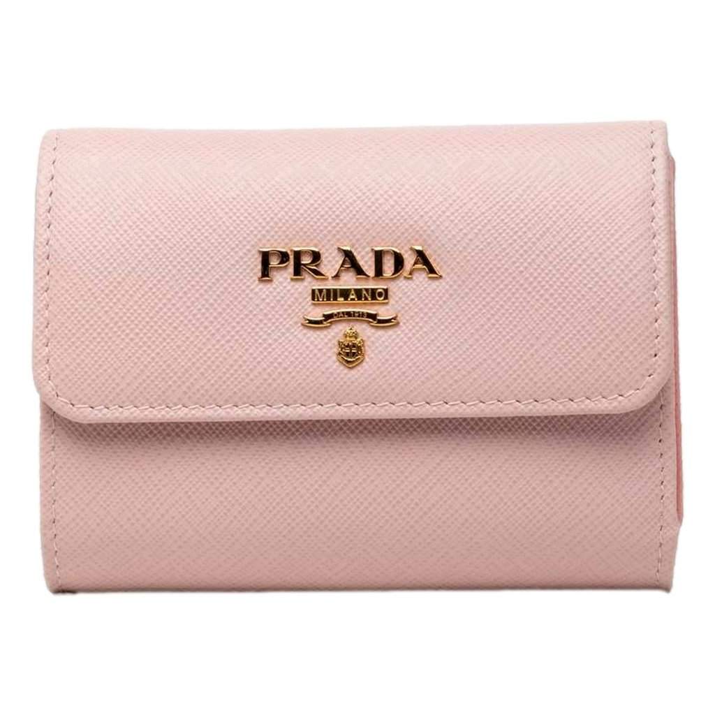 Prada Prada Saffiano Petalo Pink Multicolor Trifold Coin Zipper Card Snap Wallet Pink Leather Never worn - Front View
