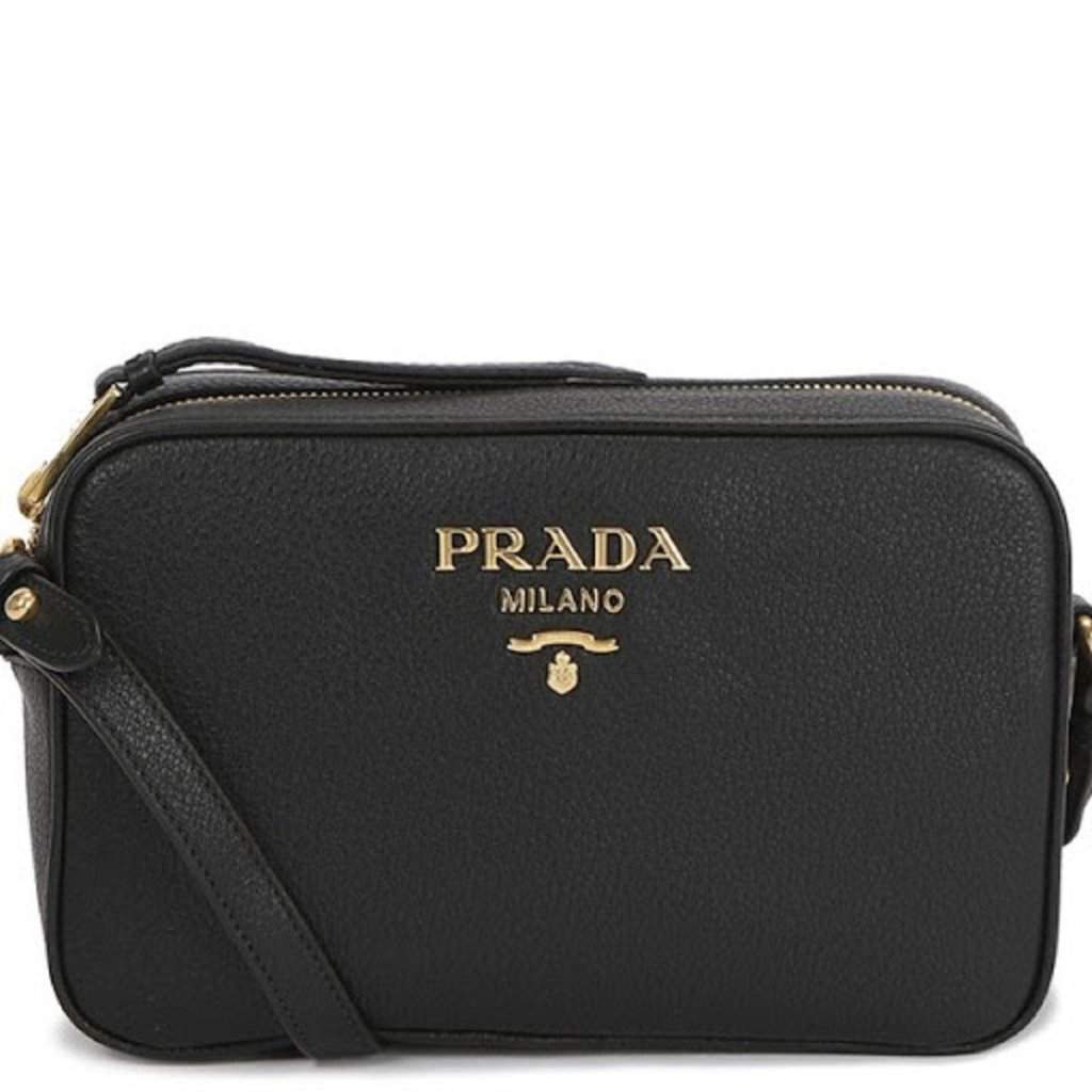 Prada Prada Vitello Phenix Black Leather Gold Logo Camera Crossbody Bag Black Leather Never worn - Front View