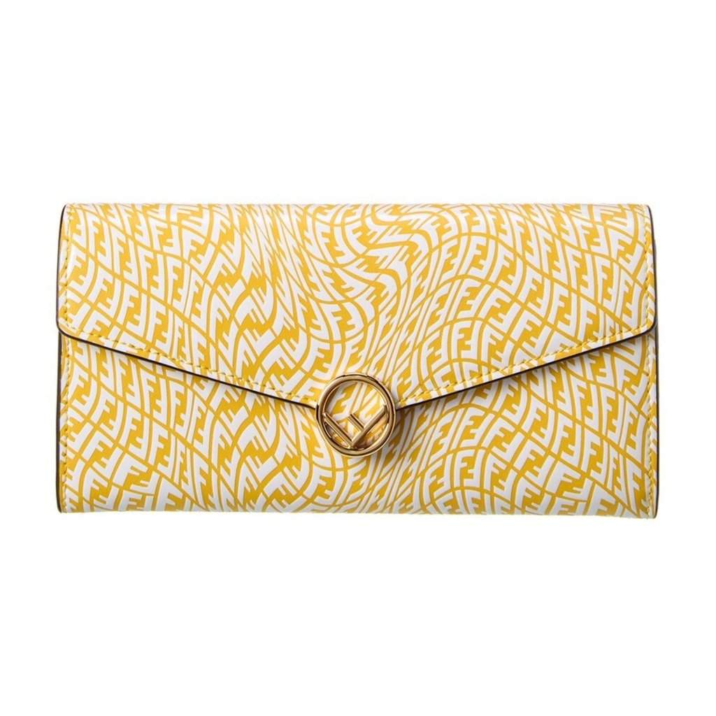 Fendi Fendi F is Fendi Yellow Leather Vertigo Print Long Wallet Yellow Leather Never worn - Front View