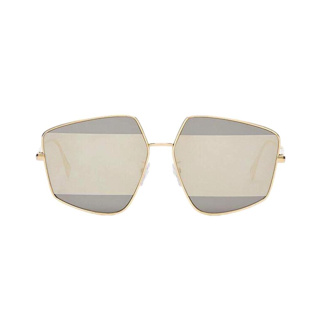 Fendi Fendi Stripes Silver Tint and Gold Frame Metal Sunglasses Silver Never worn - Front View
