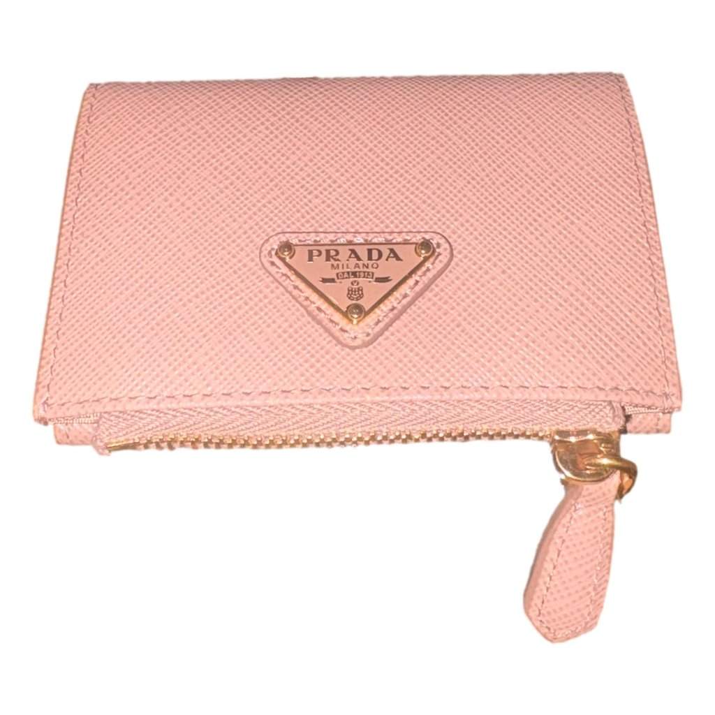 Prada Prada Saffiano Leather Cipria Beige Small Snap Bifold Coin Pouch Wallet Pink Leather Never worn - Front View